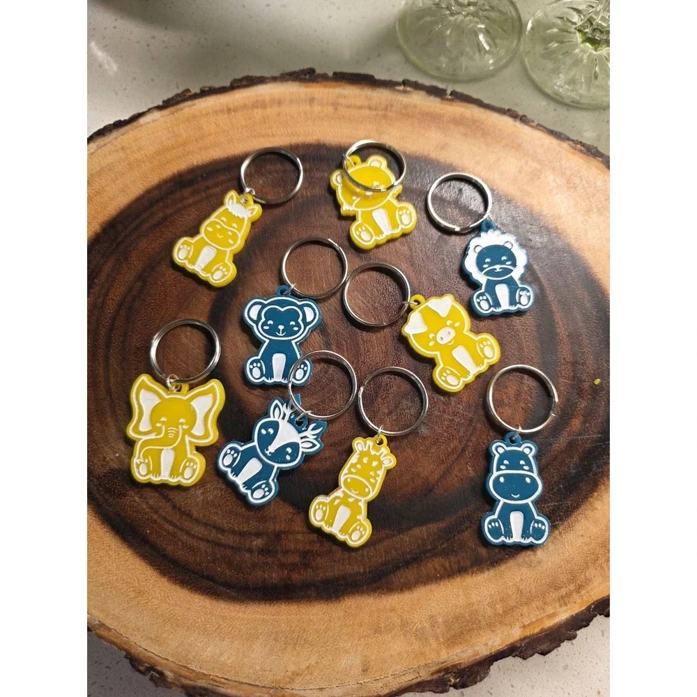 Custom 3D printed Animal Keychains-Yellow And Green